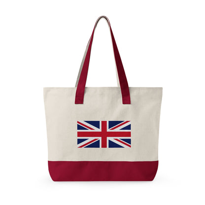 Personalized Your Name in British Flag Letters Canvas Tote Bag, Custom Union Jack Zippered Tote, UK Heritage Gift