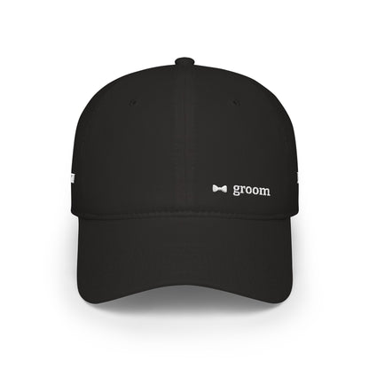 Personalized Destination Wedding Groom Hat, Custom Embroidered Black Baseball Cap, Wedding Date Initials and Country Flag, Honeymoon Gift