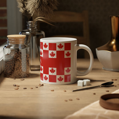 Personalized Canada Flag Mug, Custom Canadian Heritage Coffee Cup, 20oz Ceramic Mug, Red White Maple Leaf Pattern, Canada Gift
