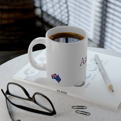 Personalized Australia Flag Name Mug, Custom Australian Heritage Coffee Cup, 20oz Ceramic Mug, Aussie Gift, Australian Pride Gift