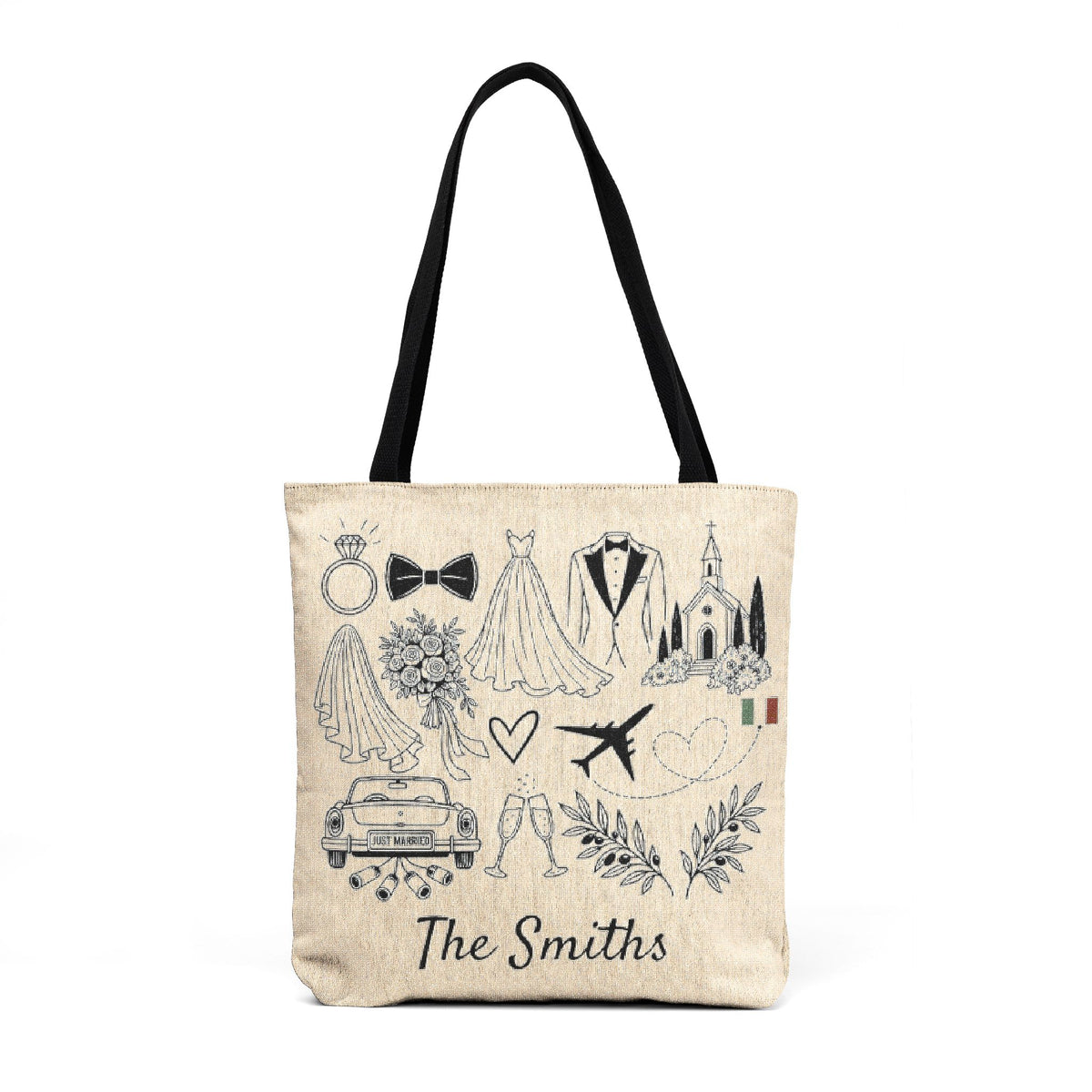 Travel Icons and The World Map Woven Tote