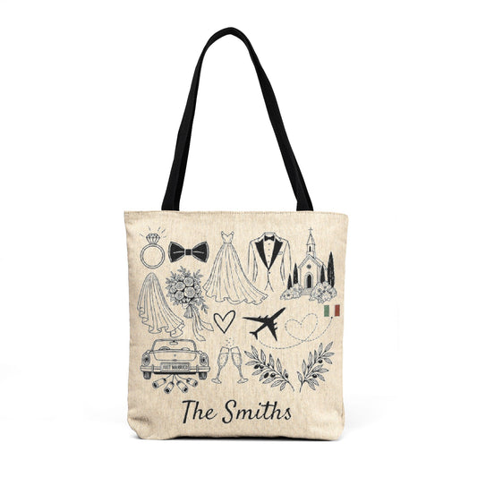 Travel Icons and The World Map Woven Tote