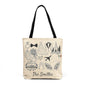 Travel Icons and The World Map Woven Tote