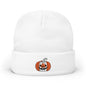 Limited Edition Canadian Canada Flag Pumpkin Embroidered Halloween Beanie, Cotton Blend Knit Hat, Maple Leaf Heritage Halloween Gift
