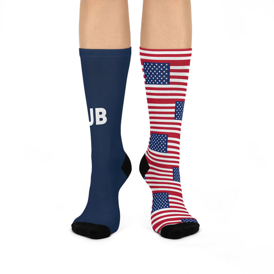 Personalized USA Flag Socks, Custom Initials American Heritage Crew Socks, Cushioned Patriotic Gift
