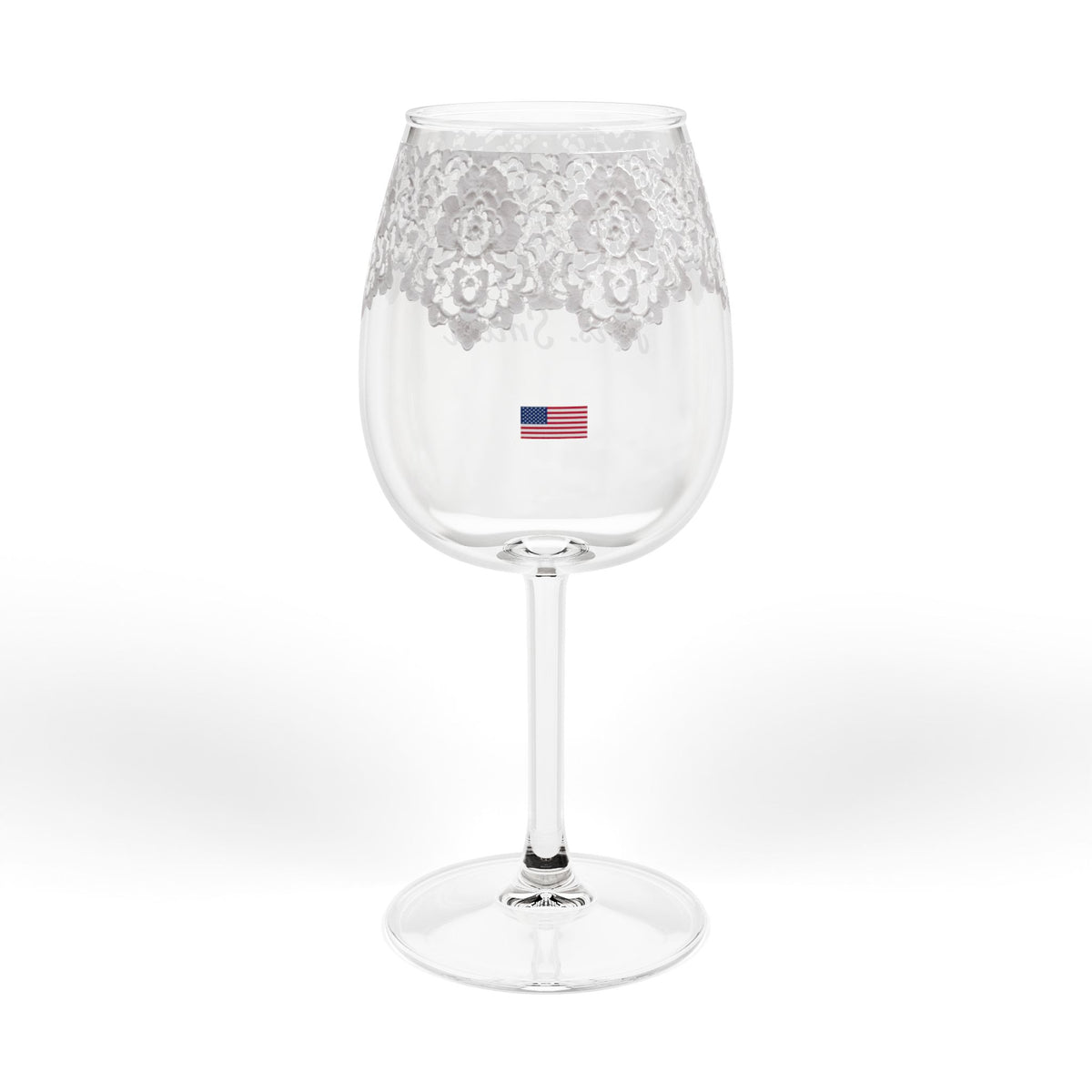 Personalized Destination Wedding Wine Glass, Custom Mrs Bridal Glass with Country Flag, 12oz Lace Wedding Stemware, Bride Gift Keepsake