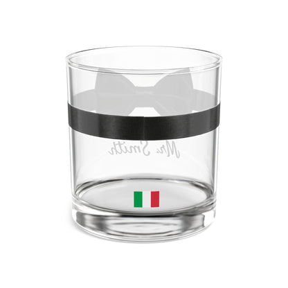 Personalized Destination Wedding Rocks Glass, Custom Black Bow Tie Mr Groom Cocktail Glass, 10oz Whiskey Tumbler, Flag, Husband Wedding Gift