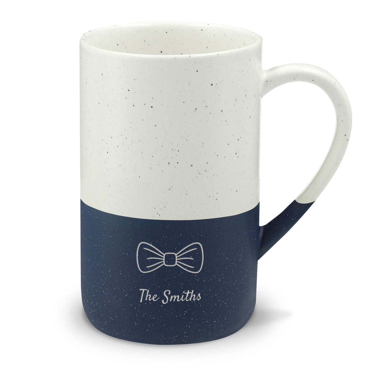 Personalized Groom Wedding Mug, Engraved Bow Tie Ceramic Coffee Mug, Custom Last Name 13oz Speckled Mug, Husband Gift, Wedding Keepsake