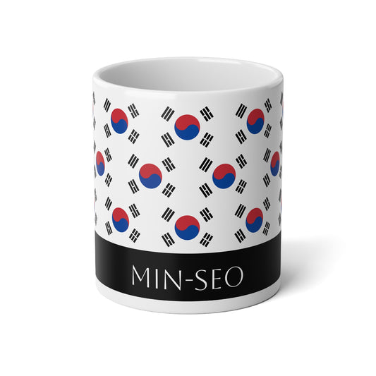 Personalized South Korea Flag Mug, Custom Korean Heritage Coffee Cup, 20oz Ceramic Mug, Taegeukgi Flag Pattern, South Korea Gift