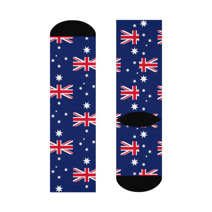 Personalized Australia Flag Socks, Custom Initials Australian Heritage Crew Socks, Cushioned Aussie Gift