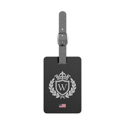 Personalized American Flag Luggage Tag - Heraldic Crest & Initial | USA Heritage Travel Accessory