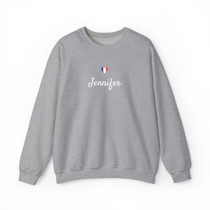 Embroidered Personalized Name & Country Flag Heart Sweatshirt, Custom USA Canada Australia UK Italy France Ireland Germany Jamaica Nigeria