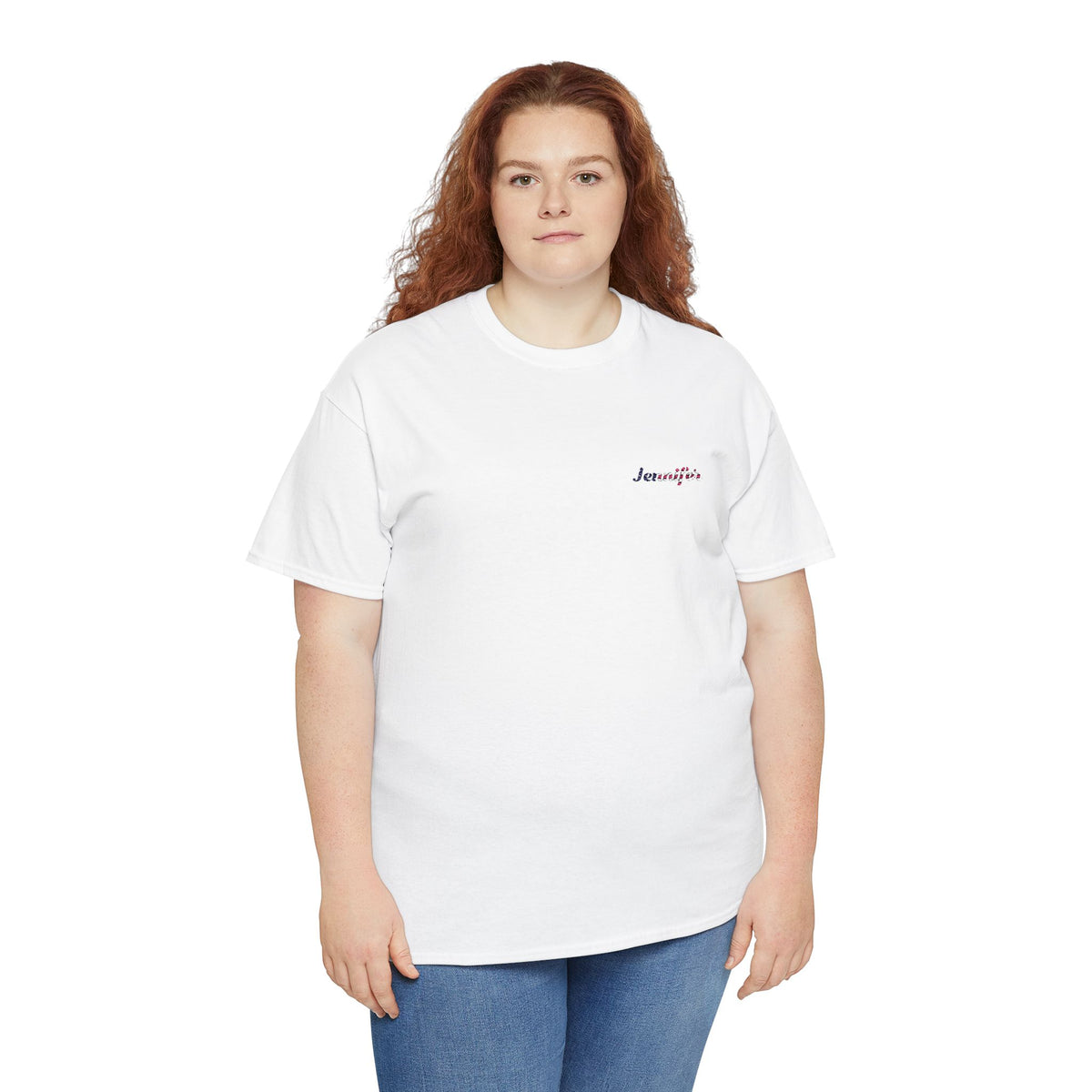 Personalized Your Name in American Flag Letters Embroidered T-Shirt, Custom Name USA Heritage Tee, 100% Cotton White Shirt, Patriotic Gift