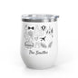 Personalized Destination Wedding Wine Tumbler 12oz, Custom Bride & Groom Cup Wedding Location Flag, Date and Names, Newlywed Gift
