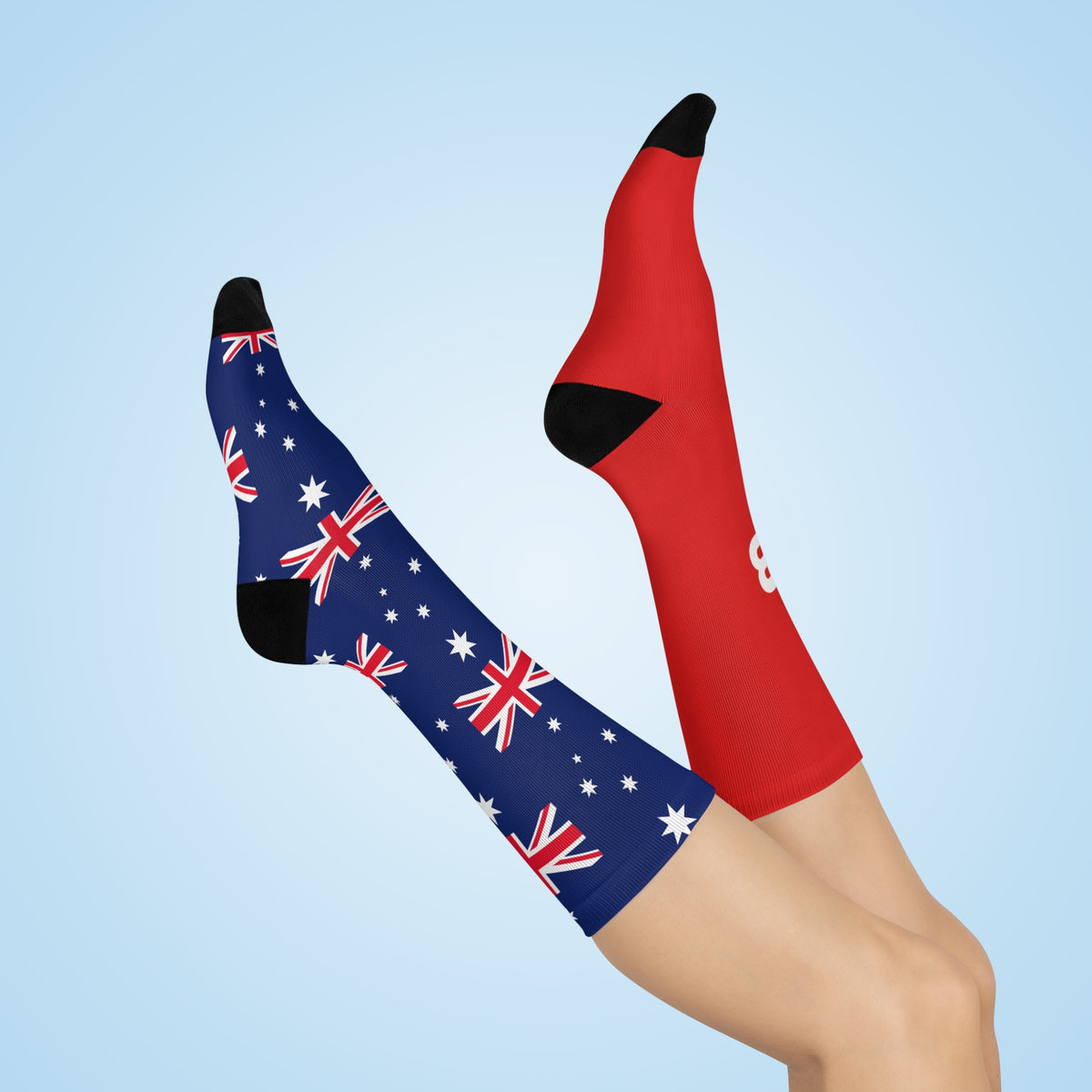 Personalized Australia Flag Socks, Custom Initials Australian Heritage Crew Socks, Cushioned Aussie Gift