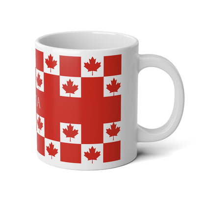 Personalized Canada Flag Mug, Custom Canadian Heritage Coffee Cup, 20oz Ceramic Mug, Red White Maple Leaf Pattern, Canada Gift