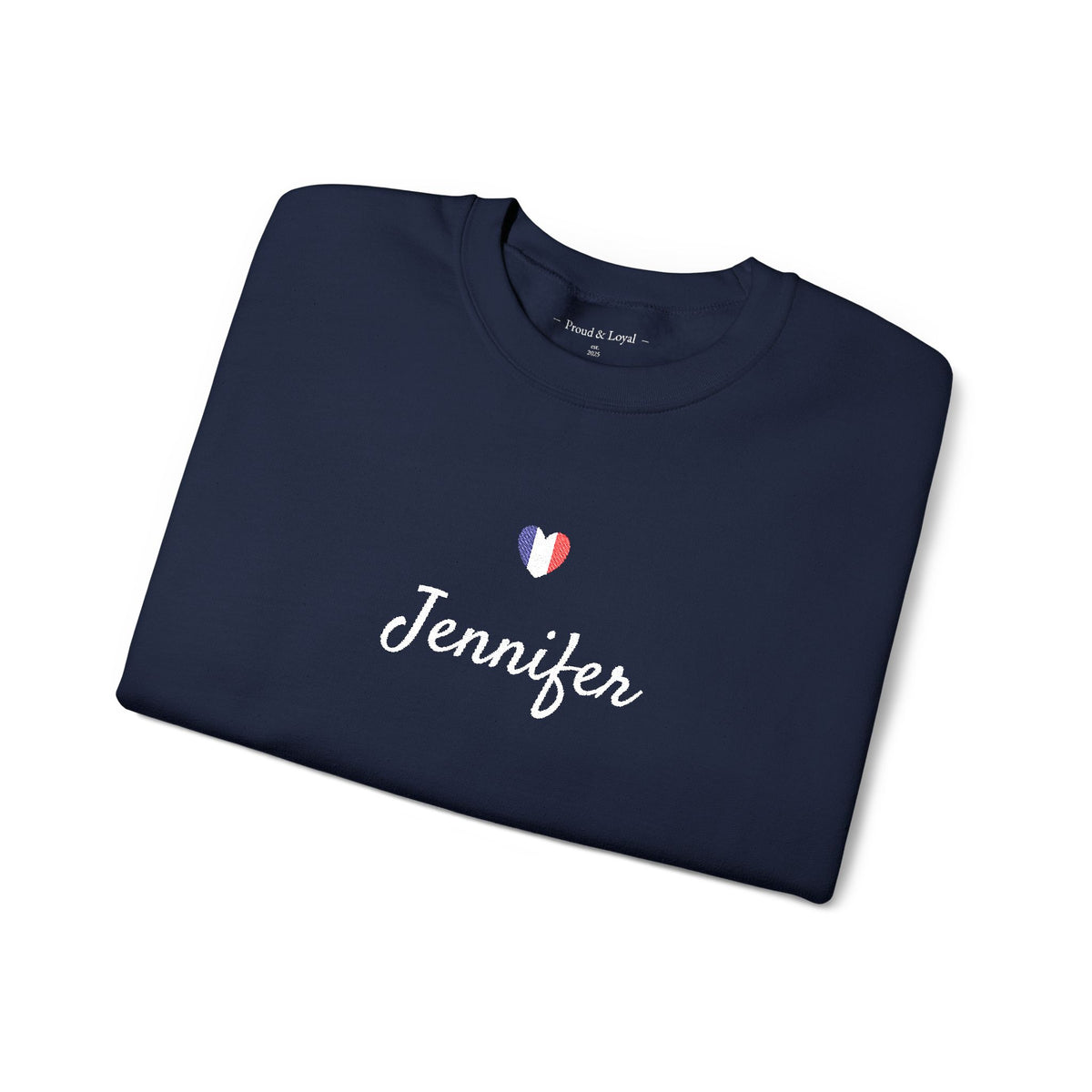Embroidered Personalized Name & Country Flag Heart Sweatshirt, Custom USA Canada Australia UK Italy France Ireland Germany Jamaica Nigeria