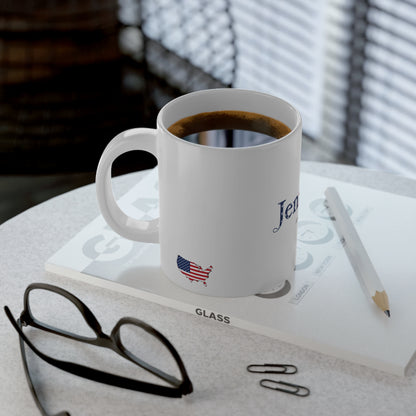 Copy of Copy of Copy of Copy of Copy of Jennifer Name Blue and Yellow Grid Mug