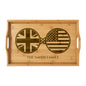 Britain British America Custom Engraved Bamboo Serving Tray, Personalized Name Wooden Tray, UK United Kingdom American USA Dual Heritage