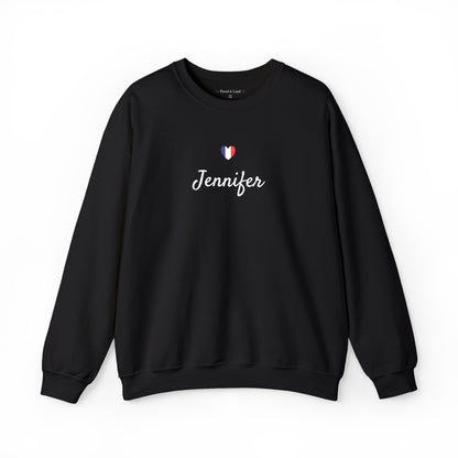 Embroidered Personalized Name & Country Flag Heart Sweatshirt, Custom USA Canada Australia UK Italy France Ireland Germany Jamaica Nigeria