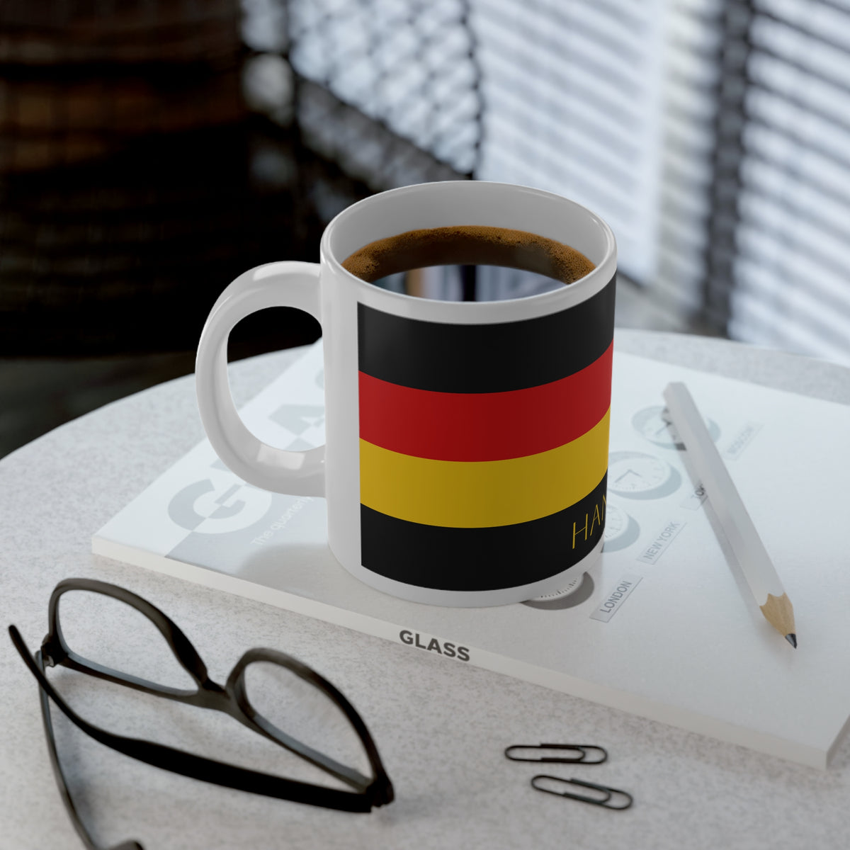 Personalized Germany Flag Mug, Custom German Heritage Coffee Cup, 20oz Ceramic Mug, Black Red Gold Flag Pattern, Germany Gift