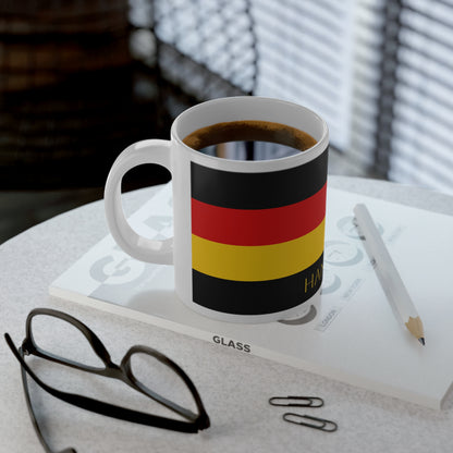 Personalized Germany Flag Mug, Custom German Heritage Coffee Cup, 20oz Ceramic Mug, Black Red Gold Flag Pattern, Germany Gift