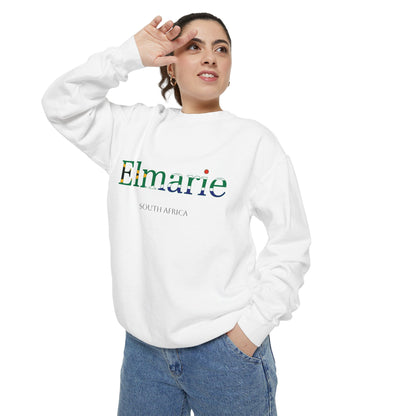 Personalized South Africa Flag Name Sweatshirt, Custom South African Heritage Crewneck, Garment Dyed Cotton Sweatshirt, Heritage Gift