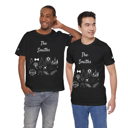 Personalized Groom Destination Wedding T-Shirt, Black Mr and Mrs Shirt, Custom Wedding Date and Location Tee, Honeymoon Gift for Husband