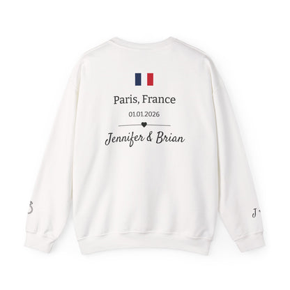 Personalized Bride Destination Wedding Sweatshirt, Custom Wedding Location and Date Crewneck, Honeymoon Outfit, Newlywed Gift for Wife