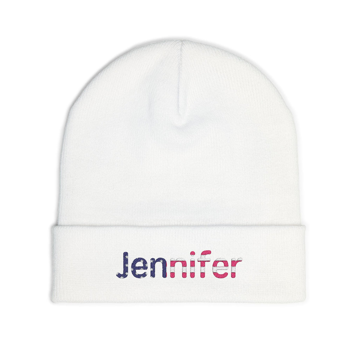 Personalized Your Name in American Flag Letters Beanie, Custom Name Embroidered Winter Hat, USA Heritage Knit Cap, Patriotic Gift