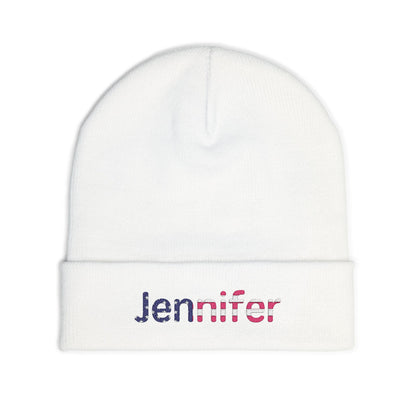 Personalized Your Name in American Flag Letters Beanie, Custom Name Embroidered Winter Hat, USA Heritage Knit Cap, Patriotic Gift