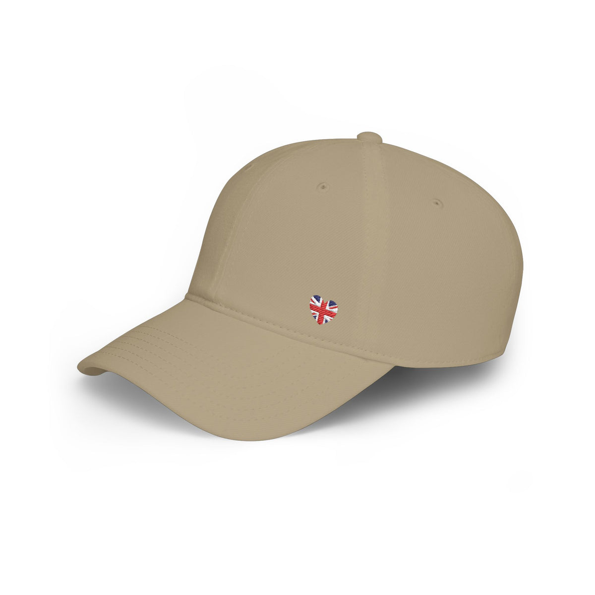 Red Low Profile Baseball Cap with Mini British Flag Detail