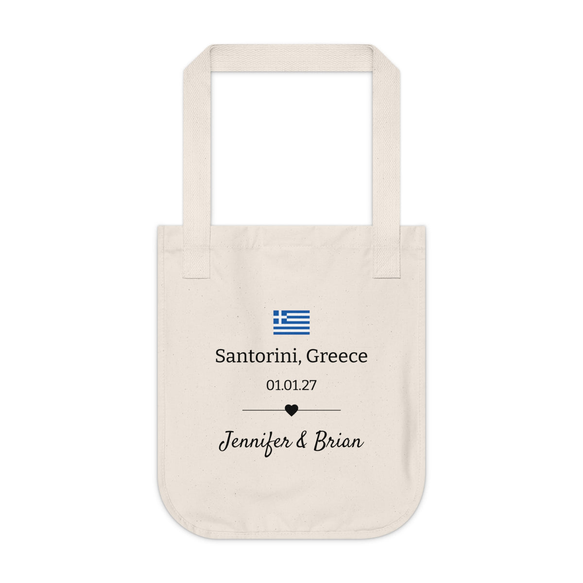 Personalized Destination Wedding Tote Bag, Custom Organic Cotton Wedding Bag, Bride & Groom Travel Tote, Honeymoon Gift, Wedding Welcome Bag