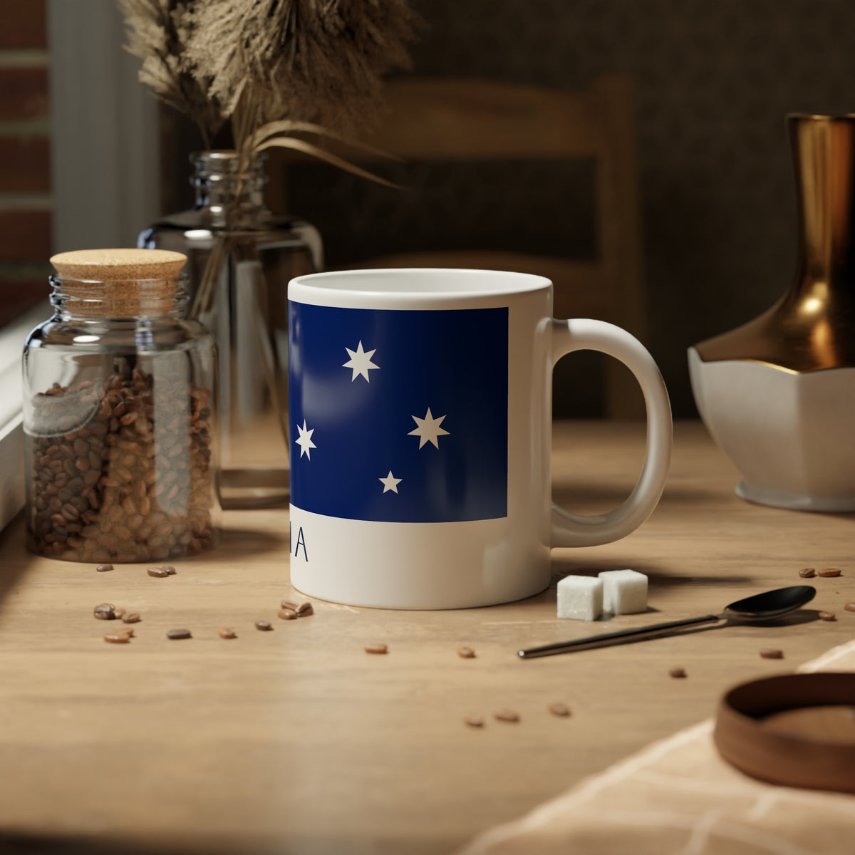Personalized Australia Flag Mug, Custom Australian Heritage Coffee Cup, 20oz Ceramic Mug, Aussie Flag Pattern, Australia Gift