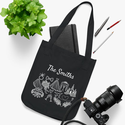 Personalized Destination Wedding Tote Bag, Custom Organic Cotton Wedding Bag, Bride & Groom Travel Tote, Honeymoon Gift, Wedding Welcome Bag