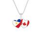 Personalized Heart-Shaped Canadian Dual Citizenship Sterling Silver Necklace, Dual Nationality, Multiculturalism, 2 Country Pendant Pride