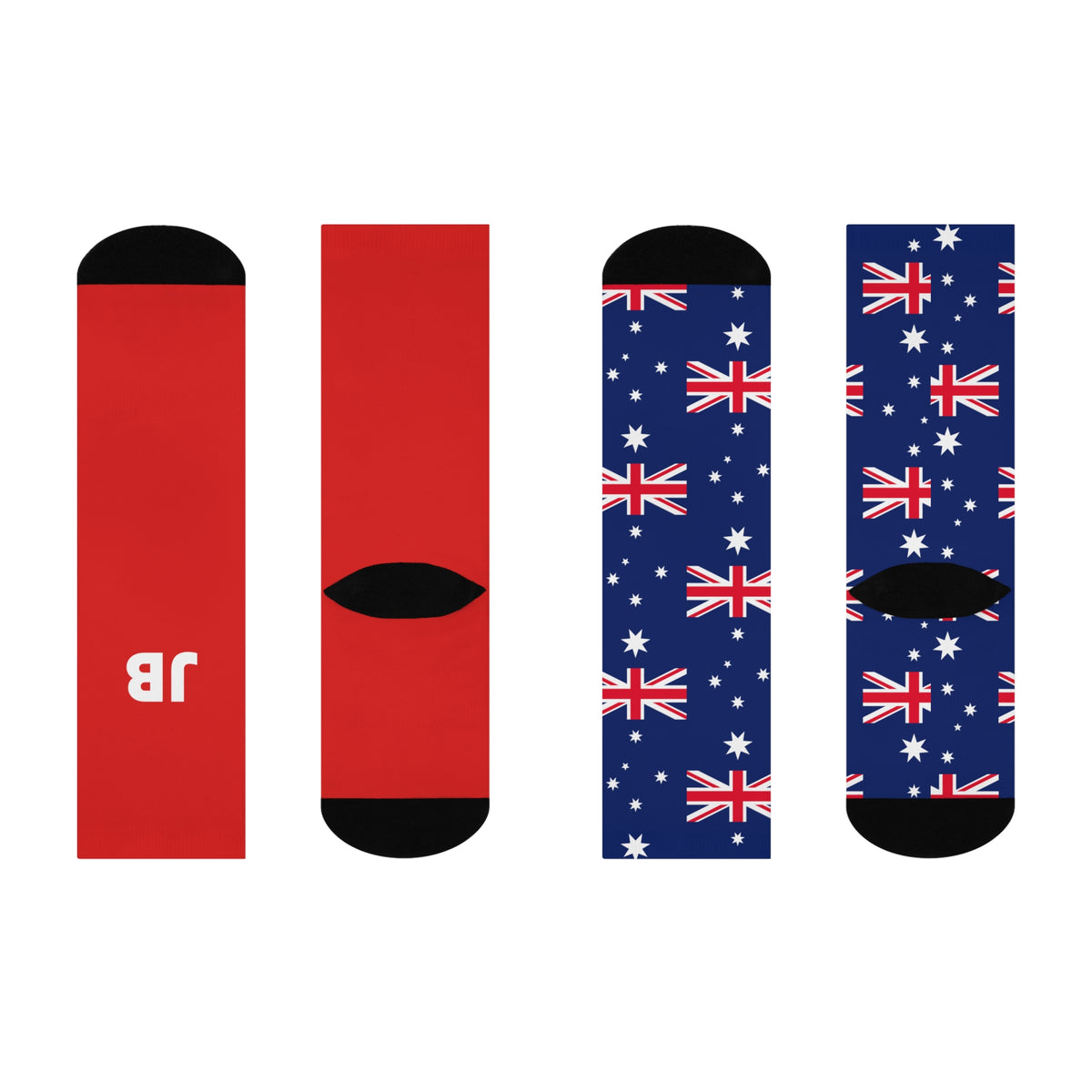 Personalized Australia Flag Socks, Custom Initials Australian Heritage Crew Socks, Cushioned Aussie Gift