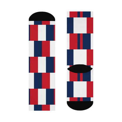 Personalized France Flag Socks, Custom Initials French Heritage Crew Socks, Cushioned French Gift