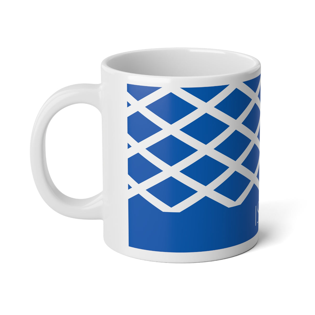 Personalized Scotland Flag Mug, Custom Scottish Heritage Coffee Cup, 20oz Ceramic Mug, Blue White Saltire Pattern, Scotland Gift