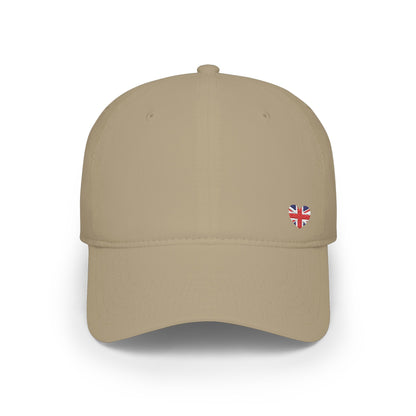 Red Low Profile Baseball Cap with Mini British Flag Detail