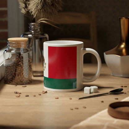 Personalized Mexico Flag Mug, Custom Mexican Heritage Coffee Cup, 20oz Ceramic Mug, Red White Green Flag Pattern, Mexico Gift