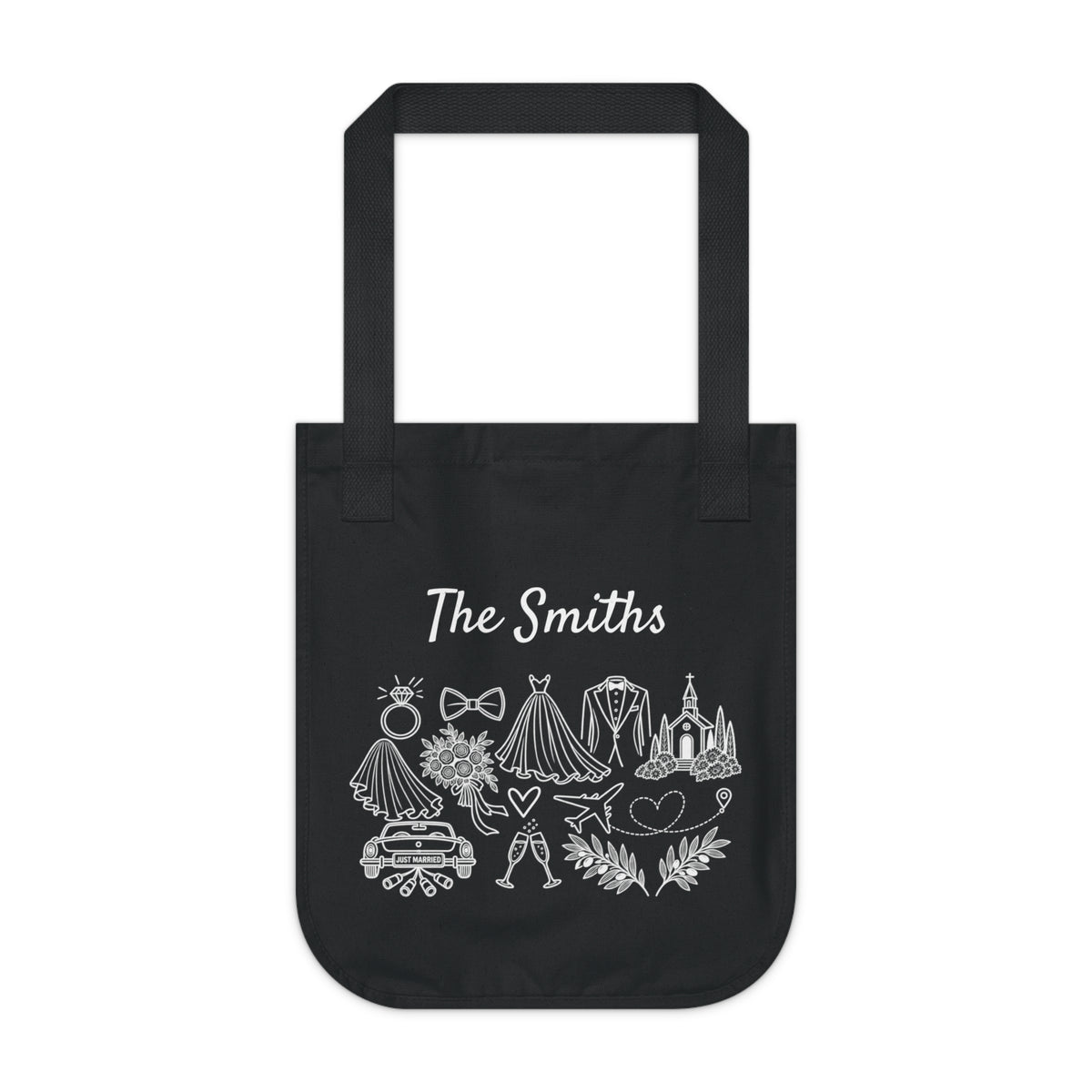 Personalized Destination Wedding Tote Bag, Custom Organic Cotton Wedding Bag, Bride & Groom Travel Tote, Honeymoon Gift, Wedding Welcome Bag