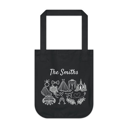 Personalized Destination Wedding Tote Bag, Custom Organic Cotton Wedding Bag, Bride & Groom Travel Tote, Honeymoon Gift, Wedding Welcome Bag