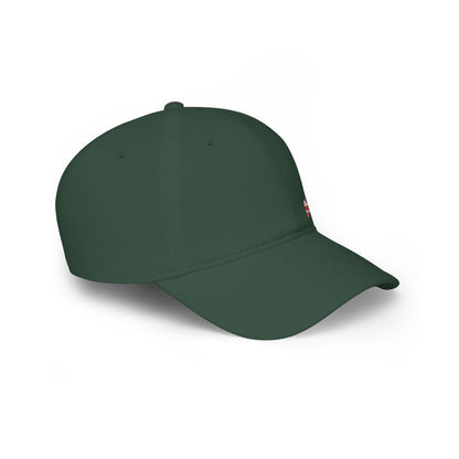 Red Low Profile Baseball Cap with Mini British Flag Detail