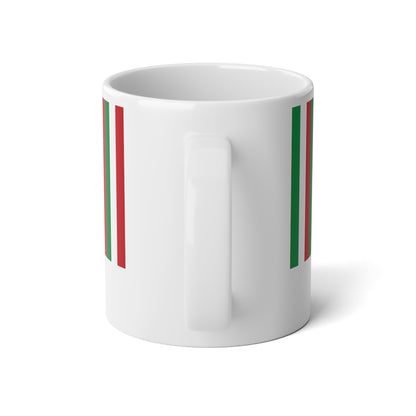 Personalized Italy Flag Mug, Custom Italian Heritage Coffee Cup, 20oz Ceramic Mug, Green White Red Flag Pattern, Italy Gift