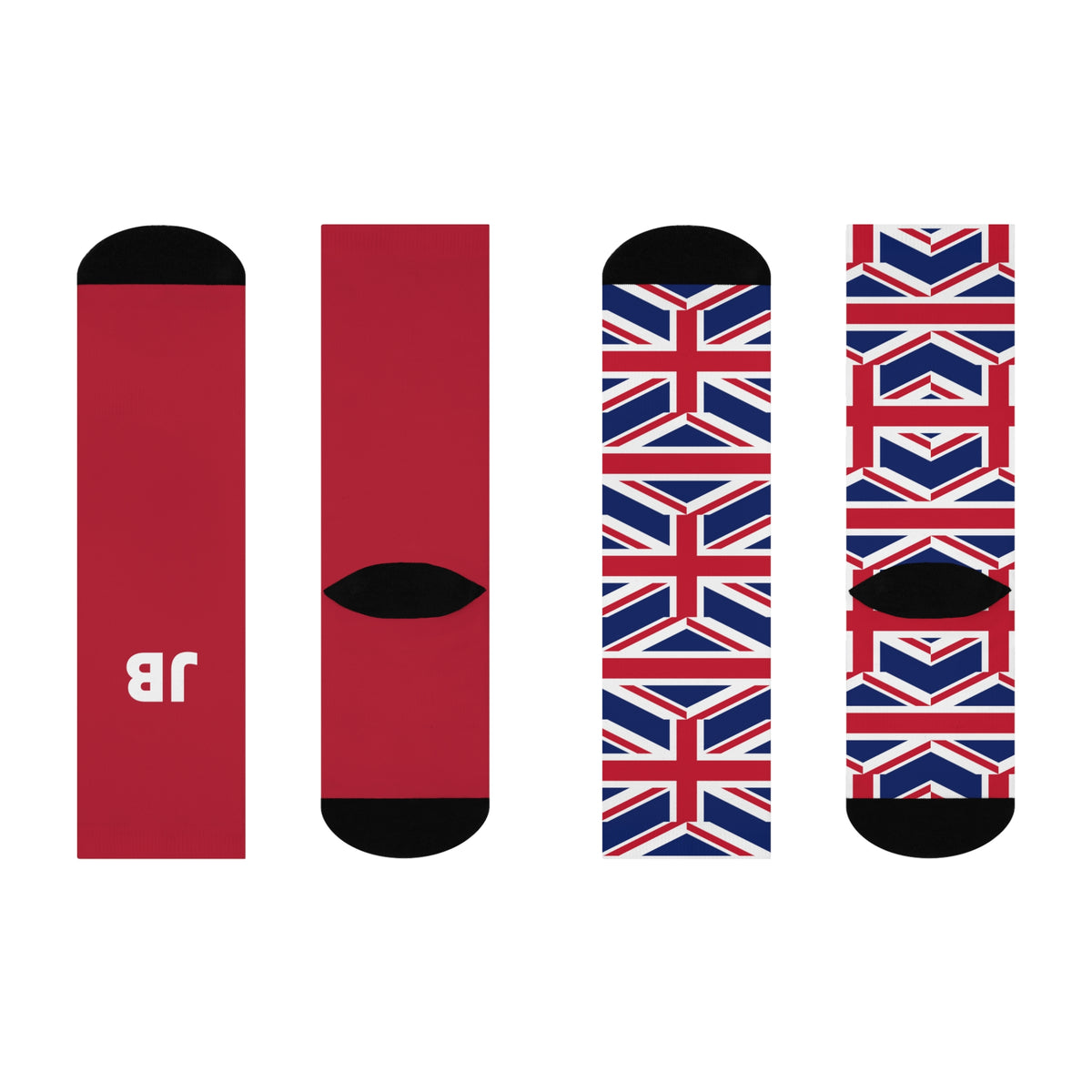 Personalized UK Flag Socks, Custom Initials British Heritage Crew Socks, Cushioned Union Jack Gift