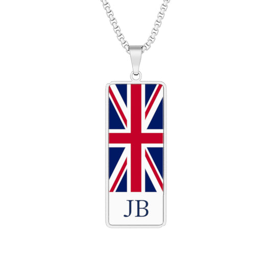 Choose Your Country Flag Personalized Initials Sterling Silver Necklace, Custom Flag Pendant, 30 Countries, Heritage Jewelry, Pride Gift
