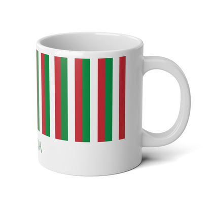 Personalized Italy Flag Mug, Custom Italian Heritage Coffee Cup, 20oz Ceramic Mug, Green White Red Flag Pattern, Italy Gift