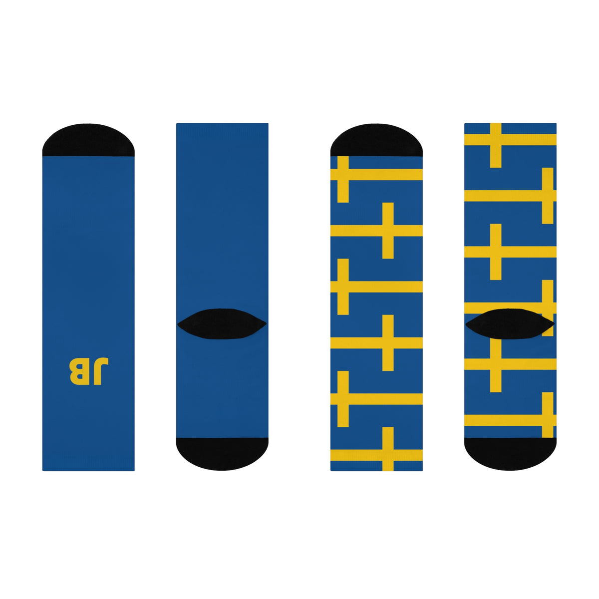Personalized Sweden Flag Socks, Custom Initials Swedish Heritage Crew Socks, Cushioned Nordic Gift
