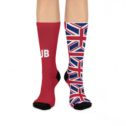 Personalized UK Flag Socks, Custom Initials British Heritage Crew Socks, Cushioned Union Jack Gift